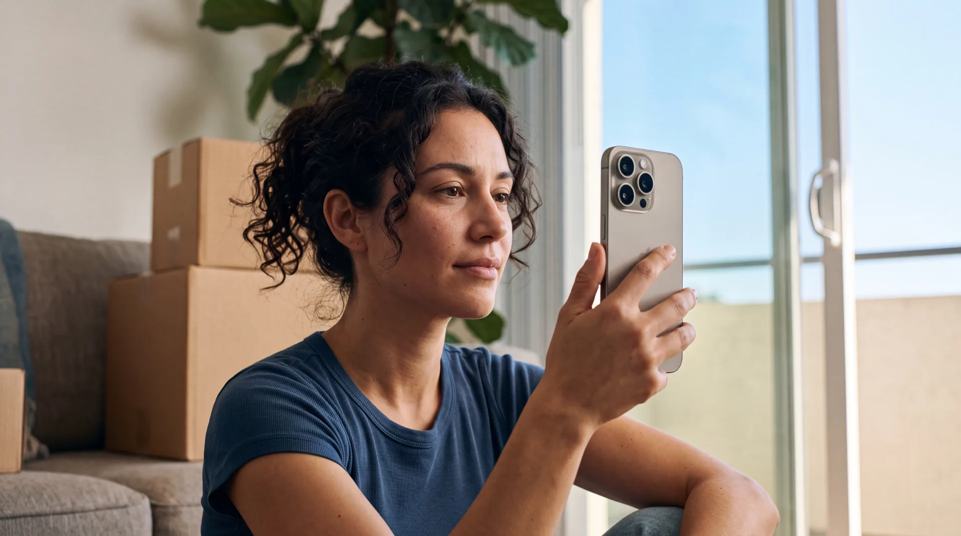 A person filming their room with a phone