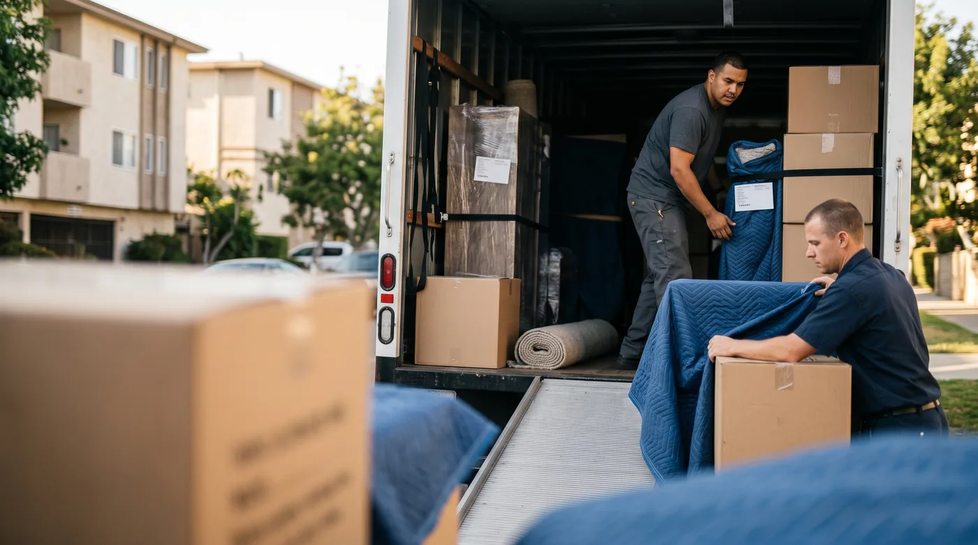 Loaded moving truck ready for a long distance trip